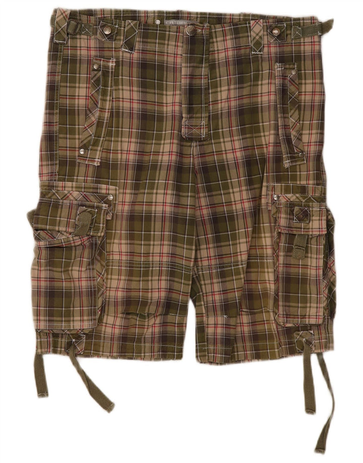 Pantaloni scurti cargo Catbalou pentru bărbați IT 50 Large W38 Khaki Check Bumbac