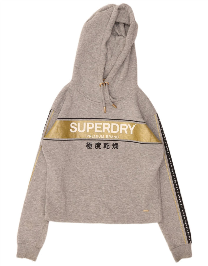 SUPERDRY Pulover oversized Crop Graphic pentru femei UK 8 Small Gri