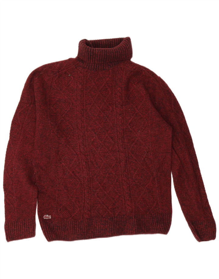Pulover pentru bărbați Lacoste cu gât rulat, mărime 5, lână mare bordeaux