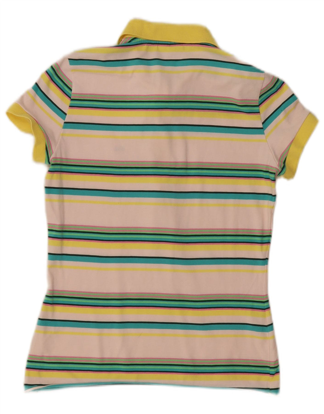Tricou polo LACOSTE pentru dama, marimea 40, bumbac cu dungi multicolore medii