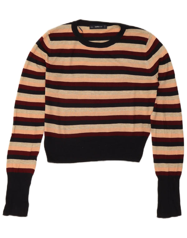 Pulover pentru damă Zara Crop Crew Gate UK 10, mic, multicolor, cu dungi
