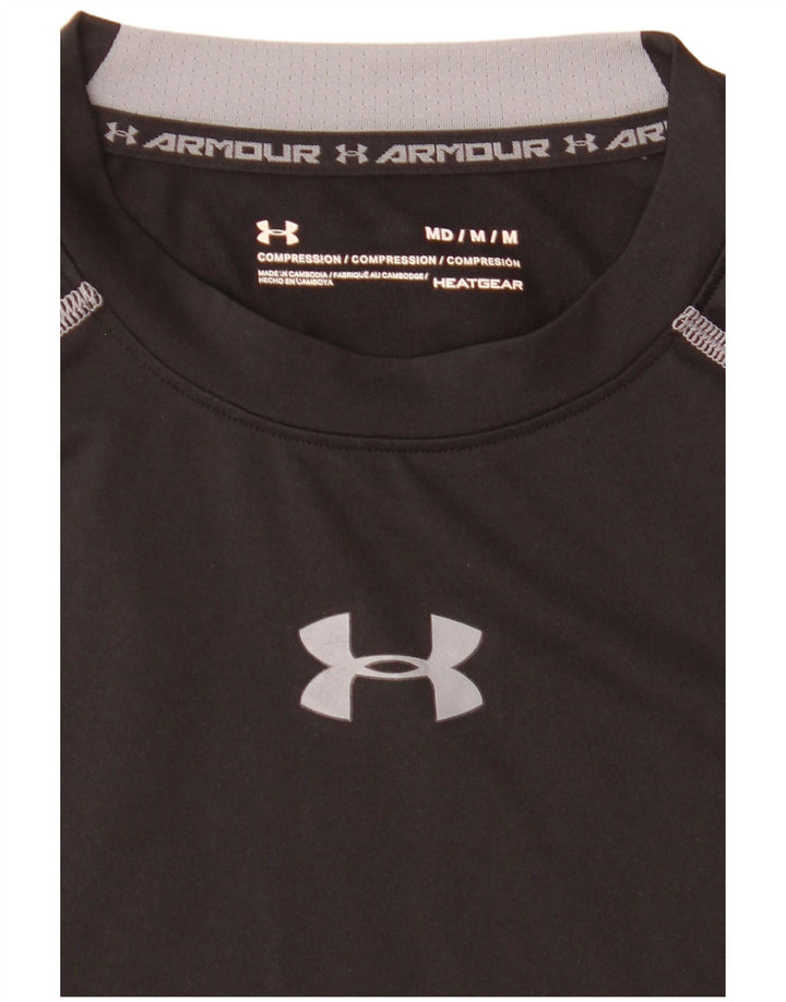 Tricou Under Armour pentru bărbați de compresie Top Mediu Negru cu dungi