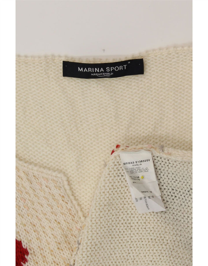 MARINA RINALDI Womens V-Neck Jumper Sweater UK 14 Medium Off White