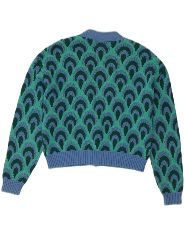 Pulover cardigan supradimensionat pentru femei Zara UK 10 mic turcoaz geometric
