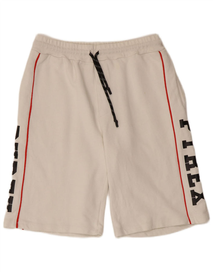 Pantaloni scurți sport grafic PYREX pentru bărbați, bumbac alb mediu