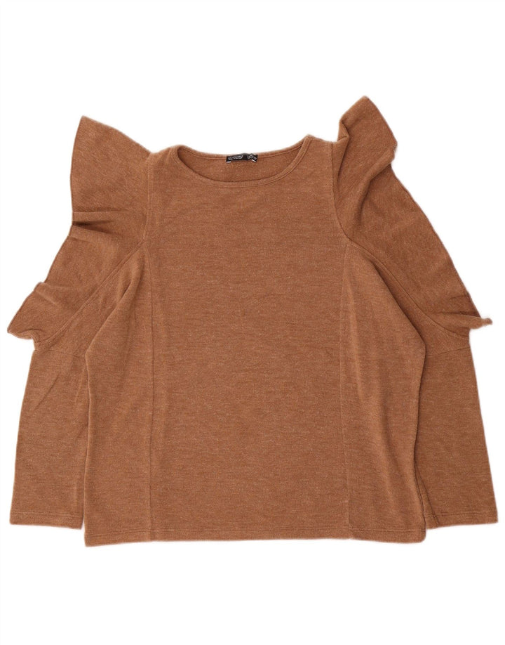 Top supradimensionat pentru femei Zara cu mâneci 3/4 UK 10 Mic Bej