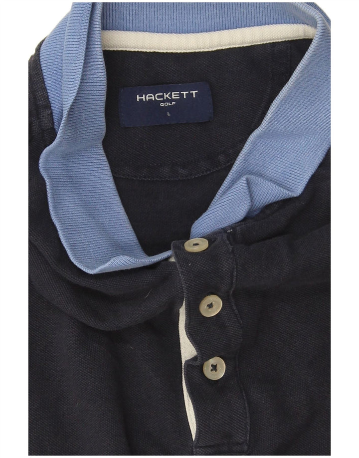 Tricou polo Hackett pentru bărbați, mare, albastru, bumbac color bloc