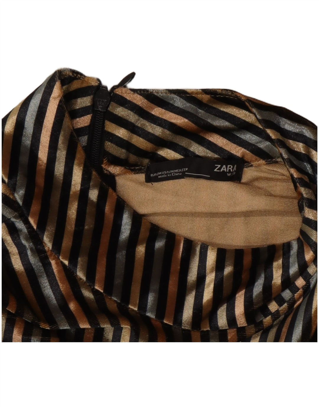 Bluză din catifea pentru femei Zara UK 14 Medium, cu dungi multicolore