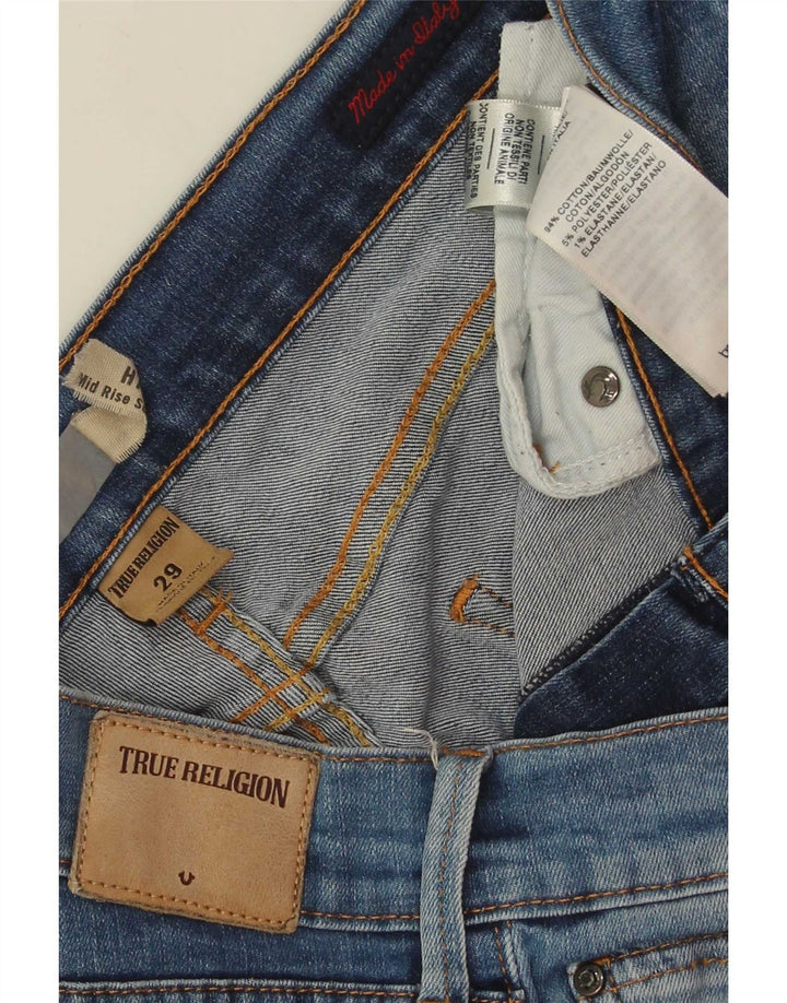 True Religion Blugi slim pentru femei cu talie medie L29 L29 bumbac albastru