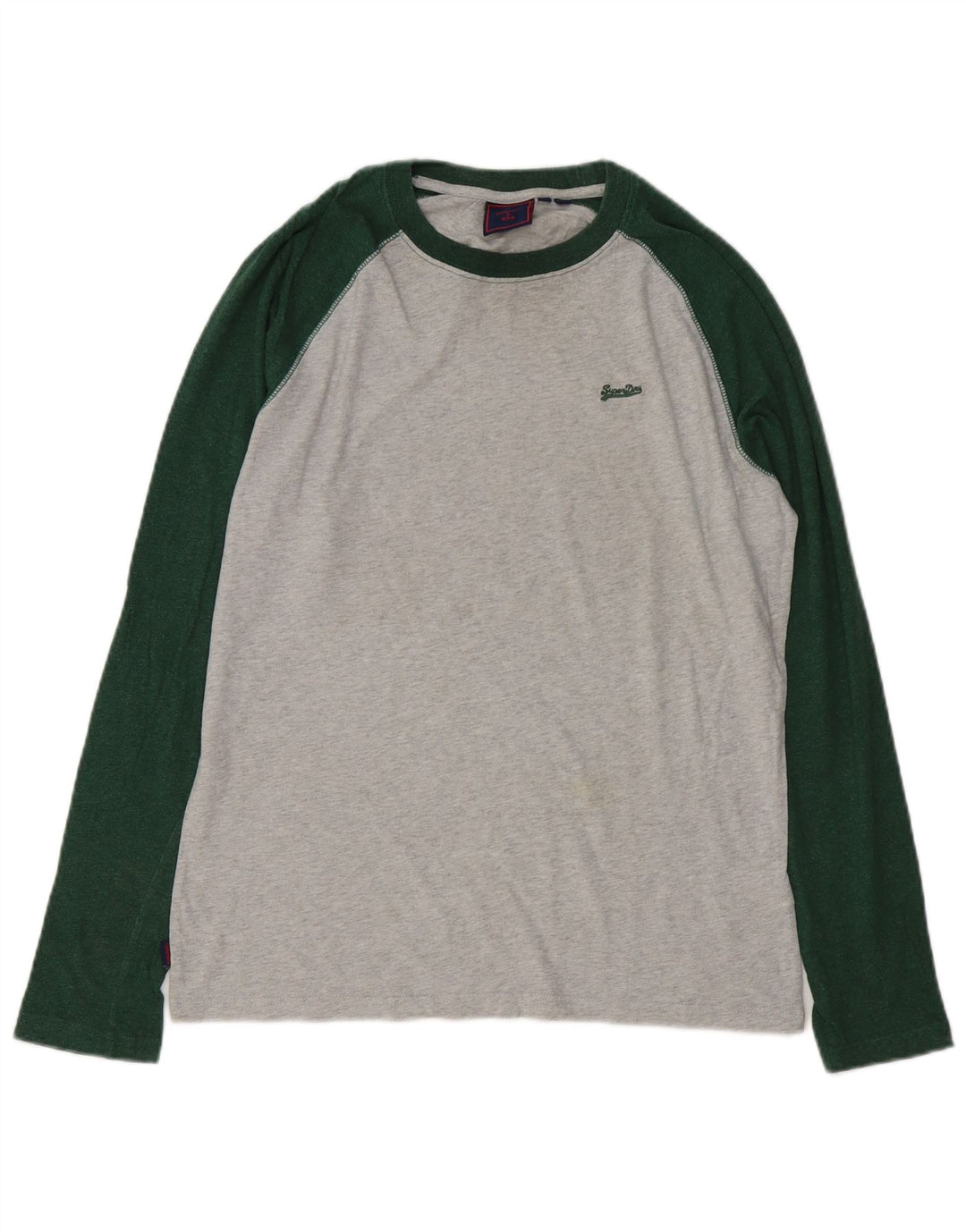 SUPERDRY Top pentru bărbați cu mânecă lungă, gri mediu, bumbac color bloc