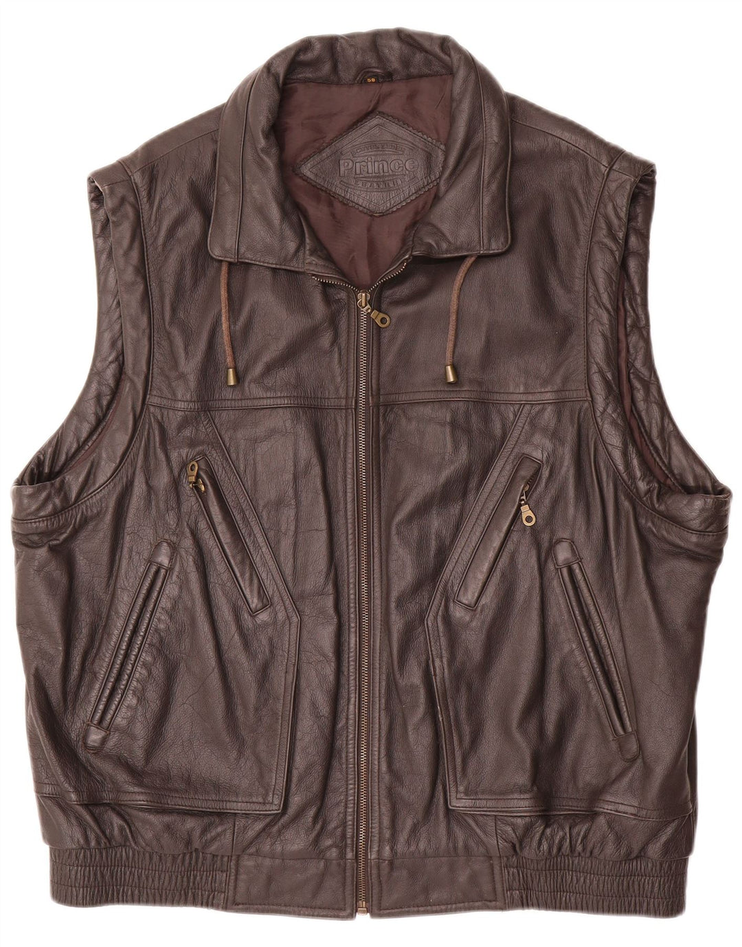 Gilet din piele pentru bărbați Prince IT 58 4XL maro