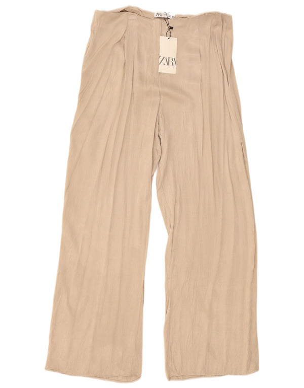 Pantaloni casual pentru femei Zara XL W36 L32 Bej Viscoza