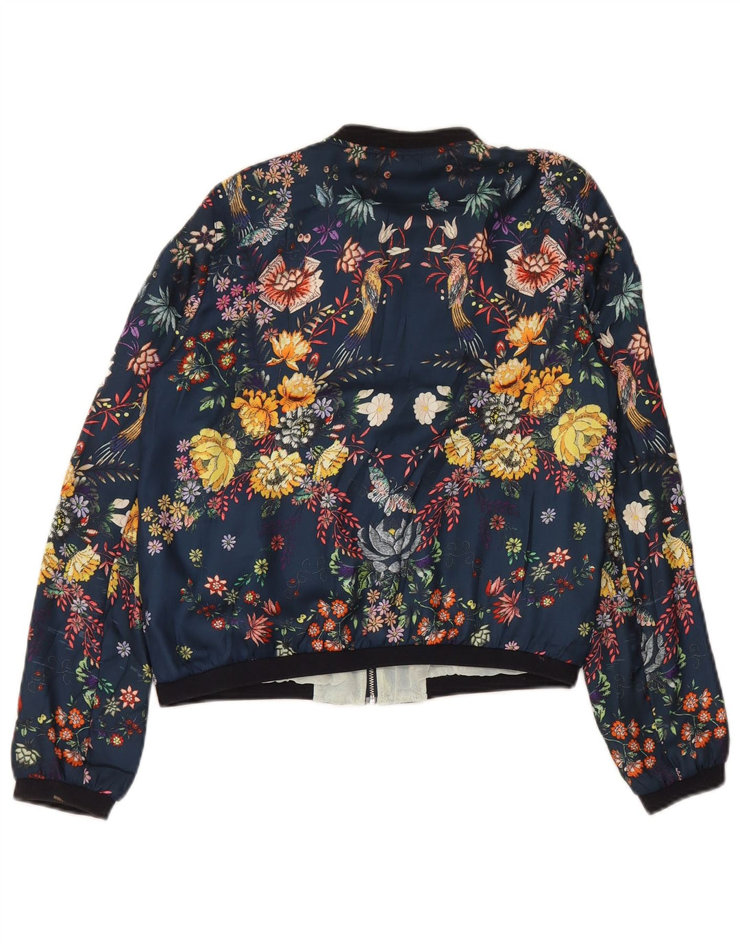 Jachetă bomber cu grafic Trafaluc pentru femei Zara UK 14 Medium Bleumarin Floral