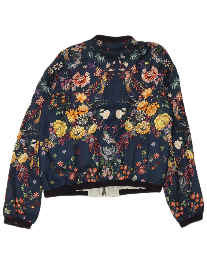 Jachetă bomber cu grafic Trafaluc pentru femei Zara UK 14 Medium Bleumarin Floral