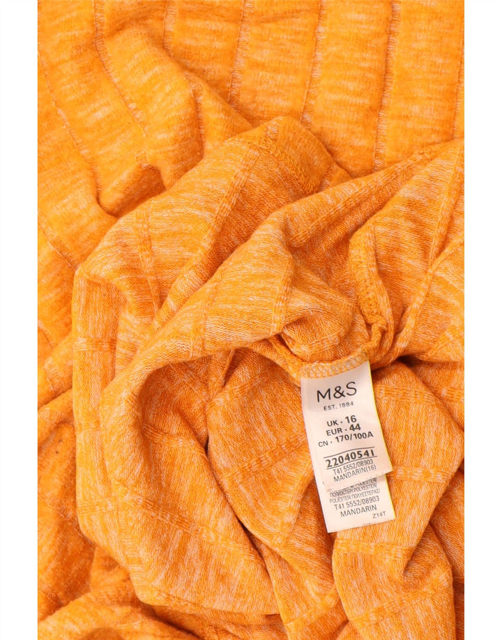 MARKS & SPENCER Womens T-Shirt Top UK 16 Large Orange Viscose