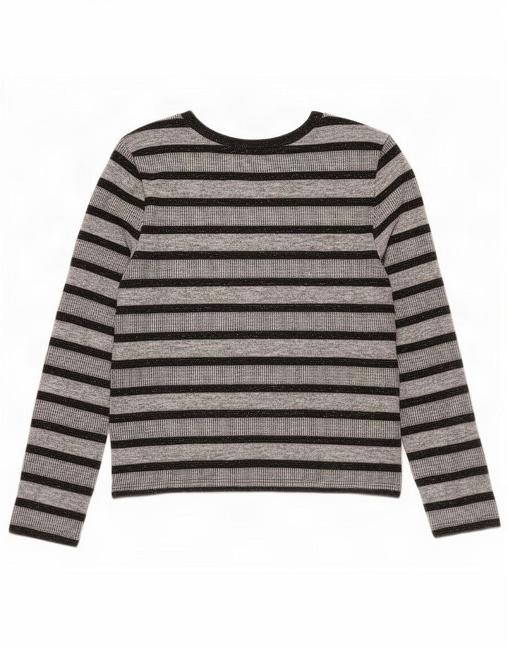 Top pentru femei Marks & Spencer cu mânecă lungă UK 12 Medium Gri Poliester cu dungi