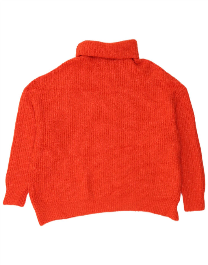 Pulover pentru femeie Zara supradimensionat cu gât rulat UK 16 mare portocaliu acrilic