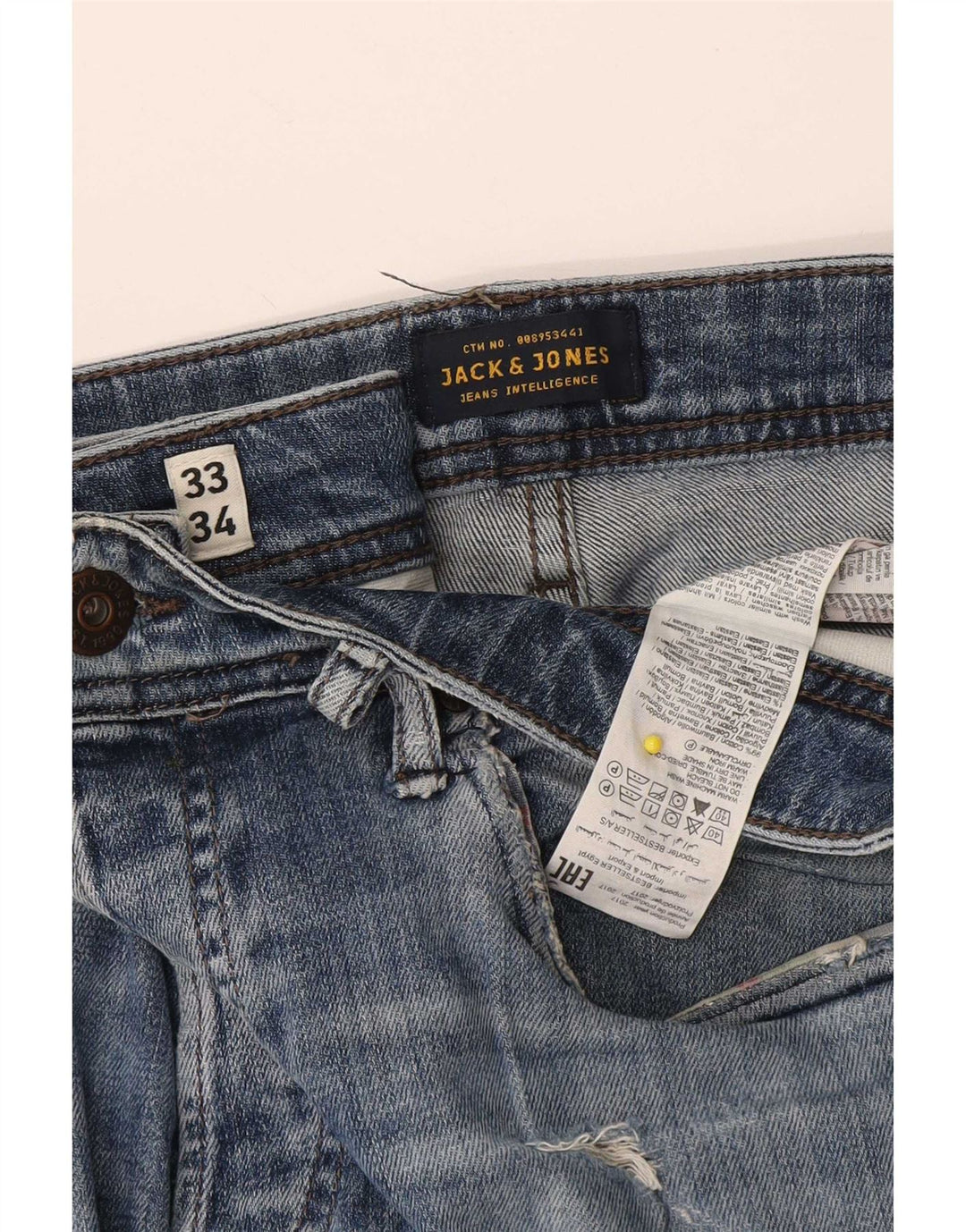 Jack & Jones Blugi Slim GLENN Distressed pentru bărbați L33 L34 Bumbac albastru