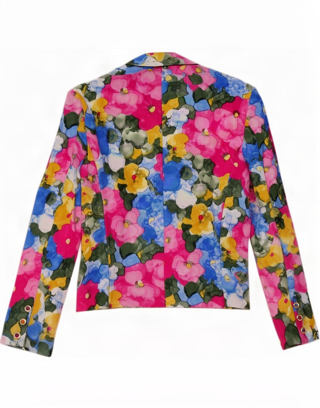 Jachetă vintage pentru femei cu 1 nasture IT 46 Mătase florală multicoloră mare