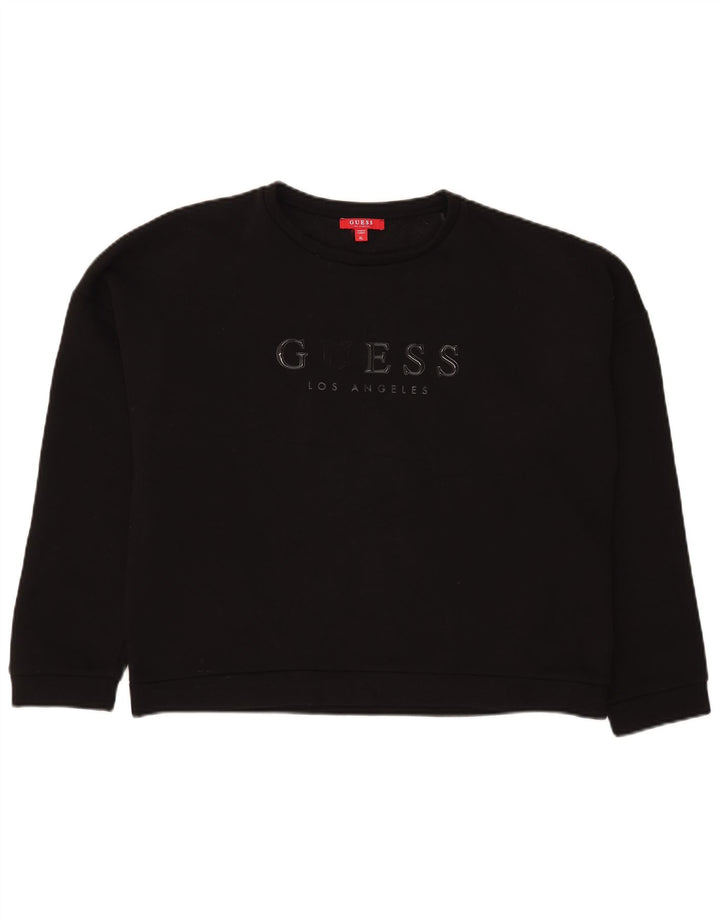 Guess Pulover oversized Crop Graphic pentru femei UK 14 Large Black