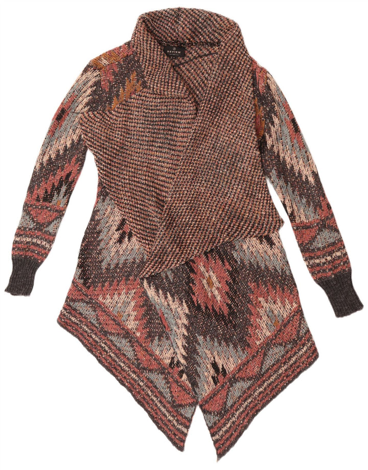 Recenzie Pulover cardigan asimetric pentru femei UK 10 Aztec multicolor mic