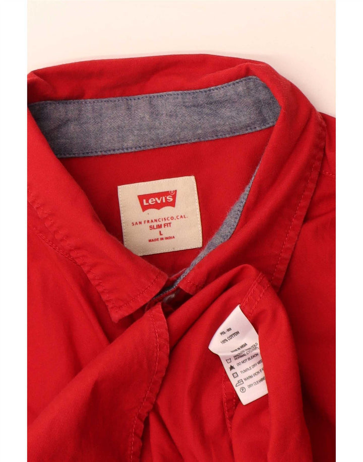 Cămașă Levi's Slim Fit pentru bărbați, bumbac roșu mare