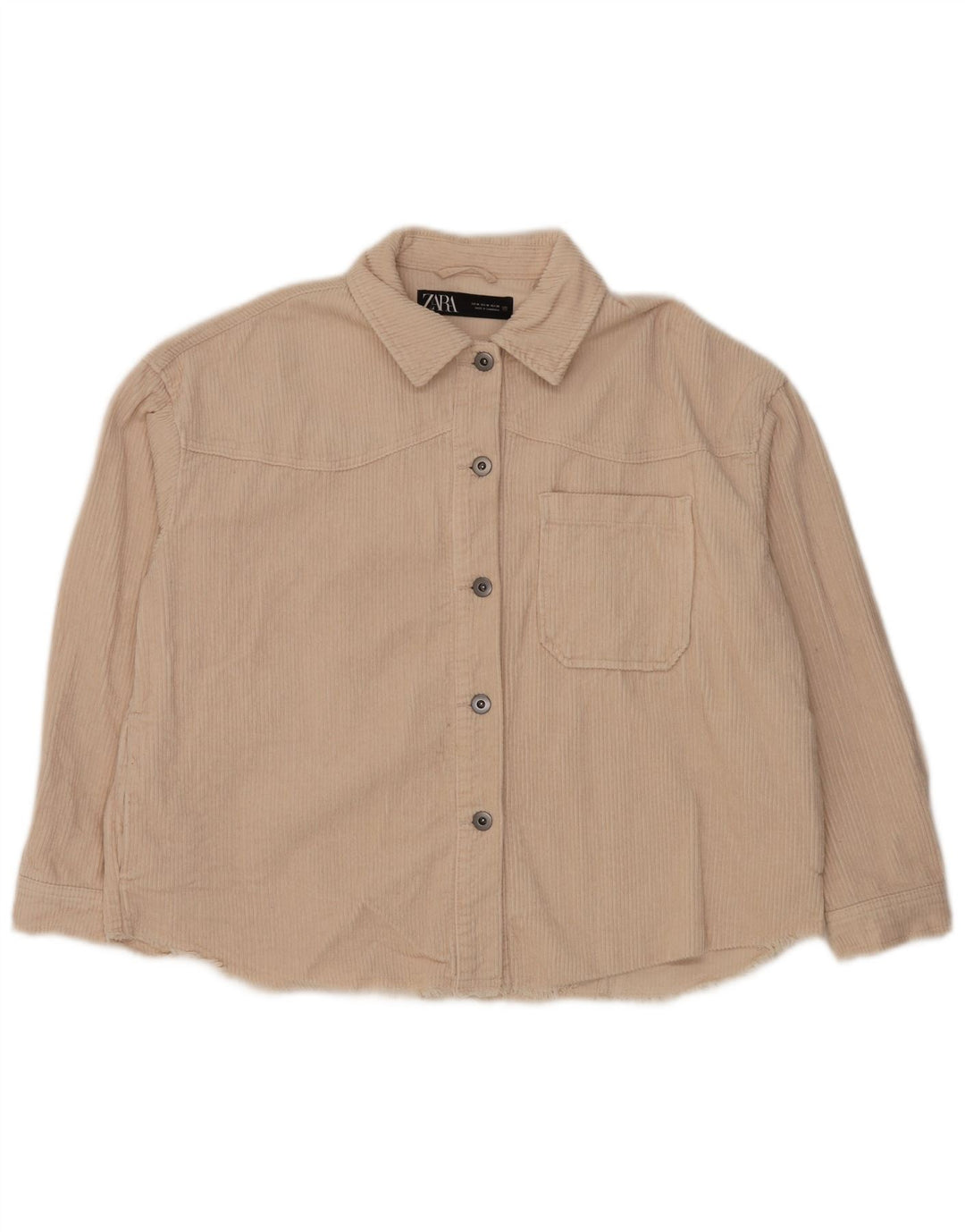 Cămașă oversize din velur pentru femei ZARA UK 14 Bumbac alb mediu mediu