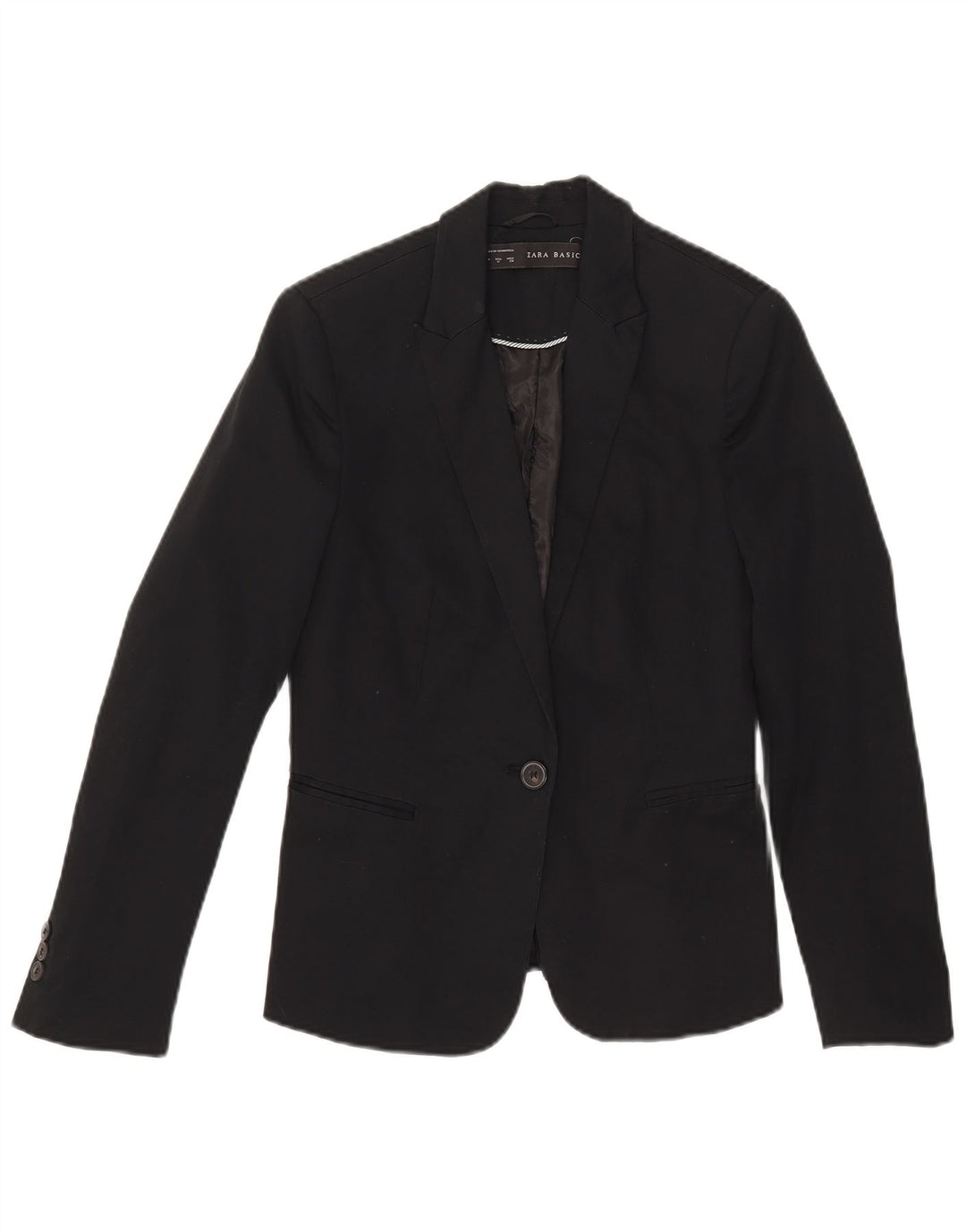 Blazer pentru femei Zara cu 1 nasture UK 12 Bumbac mediu negru