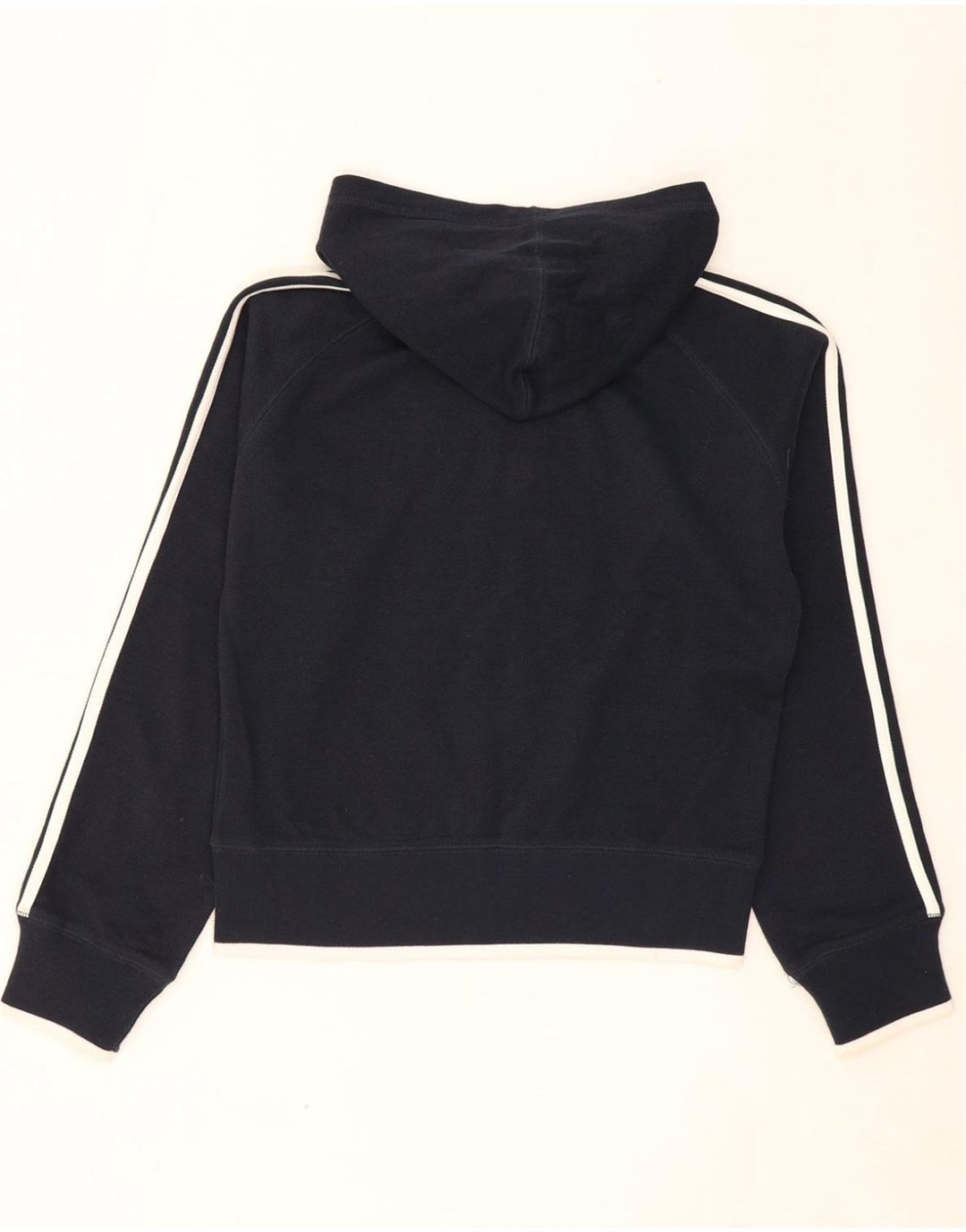 REEBOK Womens Graphic Zip Hoodie Sweater UK 12 Medium  Navy Blue Polyester