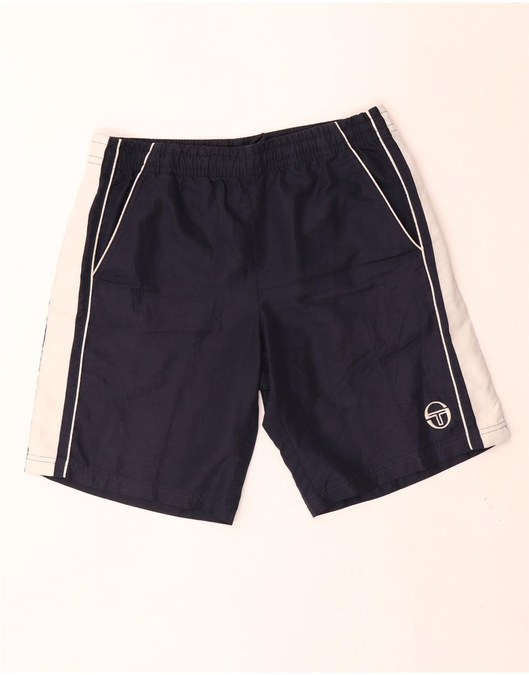 Pantaloni scurți sport pentru bărbați Sergio Tacchini, poliester bloc de culoare albastru marin mediu