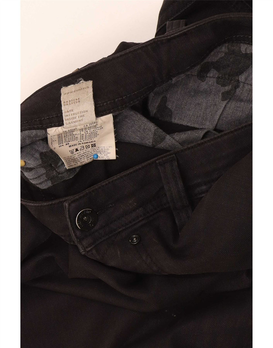 Blugi subțiri pentru bărbați Diesel W34 L34 bumbac negru