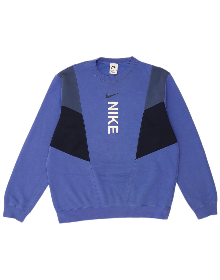 Hanorac grafic pentru bărbați Nike Pulover Medium Blue Colorblock Bumbac