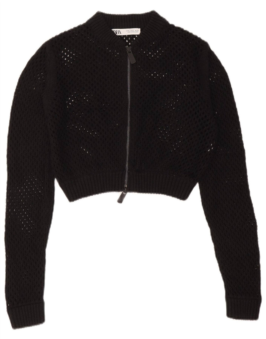Pulover cardigan pentru femei Zara Crop See Through UK 12 Medium Black