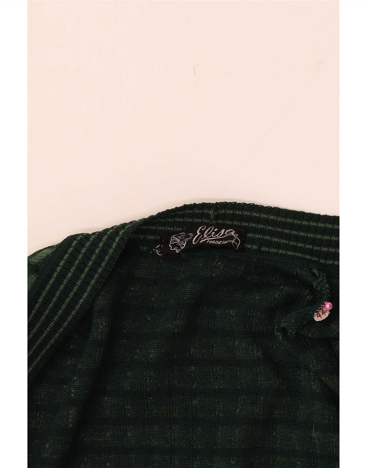 Pulover Vintage cardigan deschis pentru femei IT 44 Medium Green Check