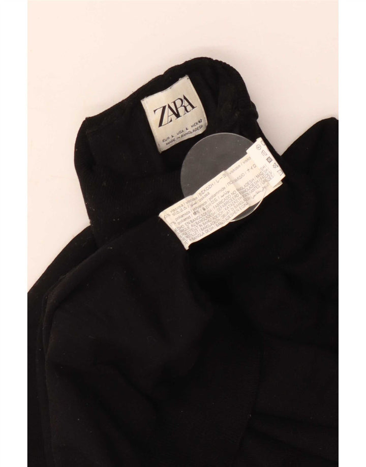 Pulover pentru bărbați Zara cu gât rulat, mare, negru, viscoză