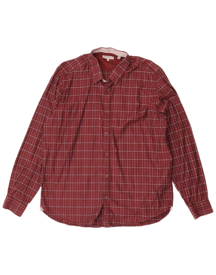 Cămașă Bărbați Ted Baker Mărimea 7 3XL Bumbac Maroon Check
