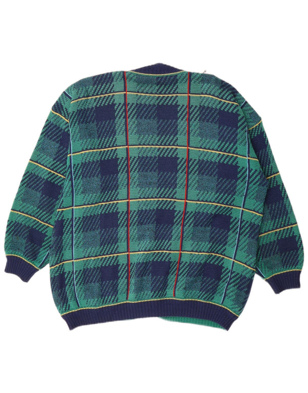 Pulover Cardigan Vintage pentru femei UK 18 XL Blue Check