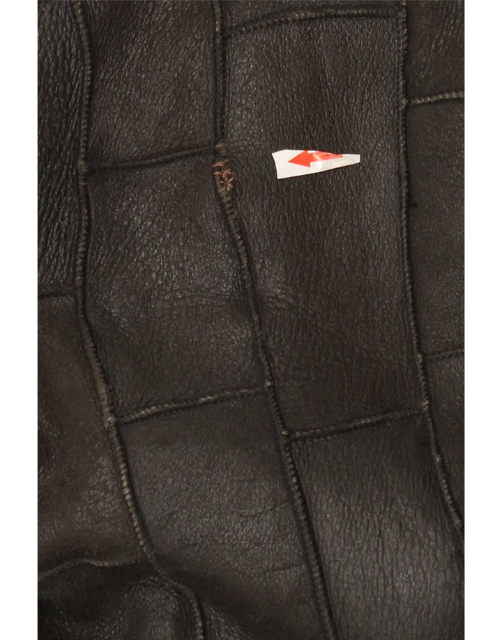 Jachetă vintage pentru bărbați din shearling UK 42 XL maro mozaic