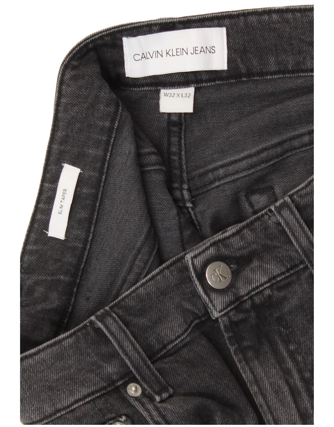 Calvin Klein Blugi Slim Tapered pentru bărbați W32 L32 bumbac gri