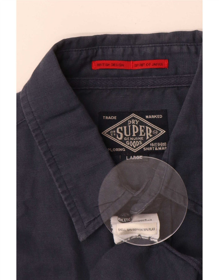 Cămașă pentru bărbați Superdry, mare, albastru, bumbac