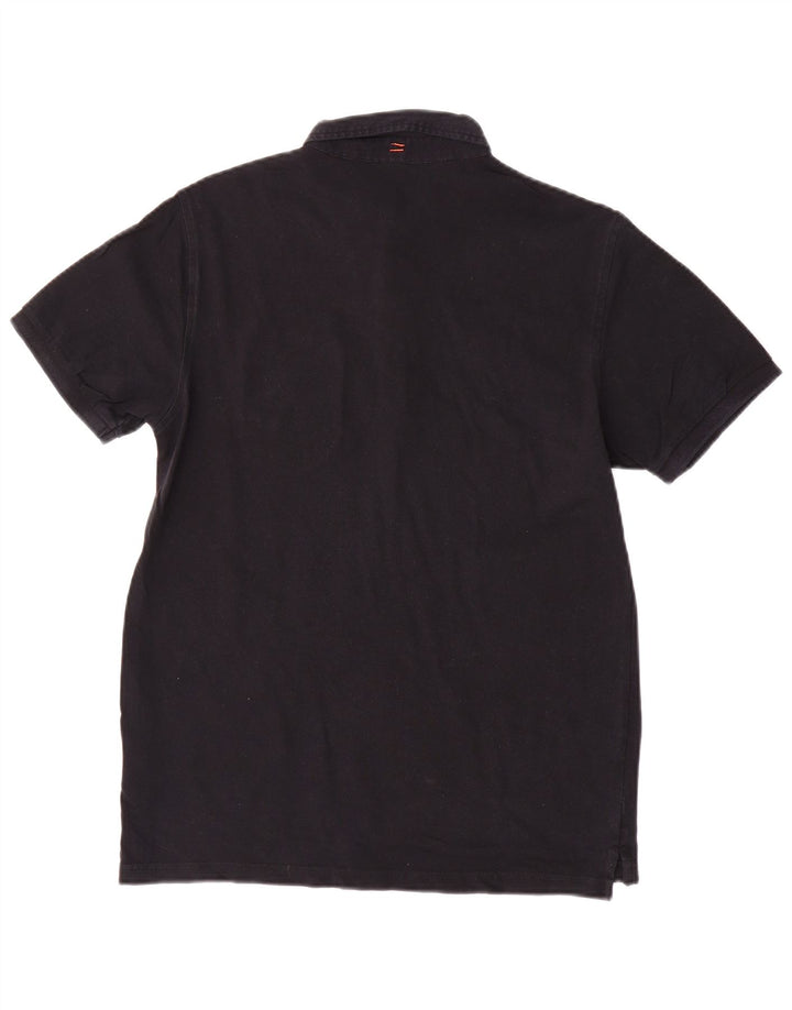 Tricou polo Sun68 pentru bărbați, bumbac mediu negru