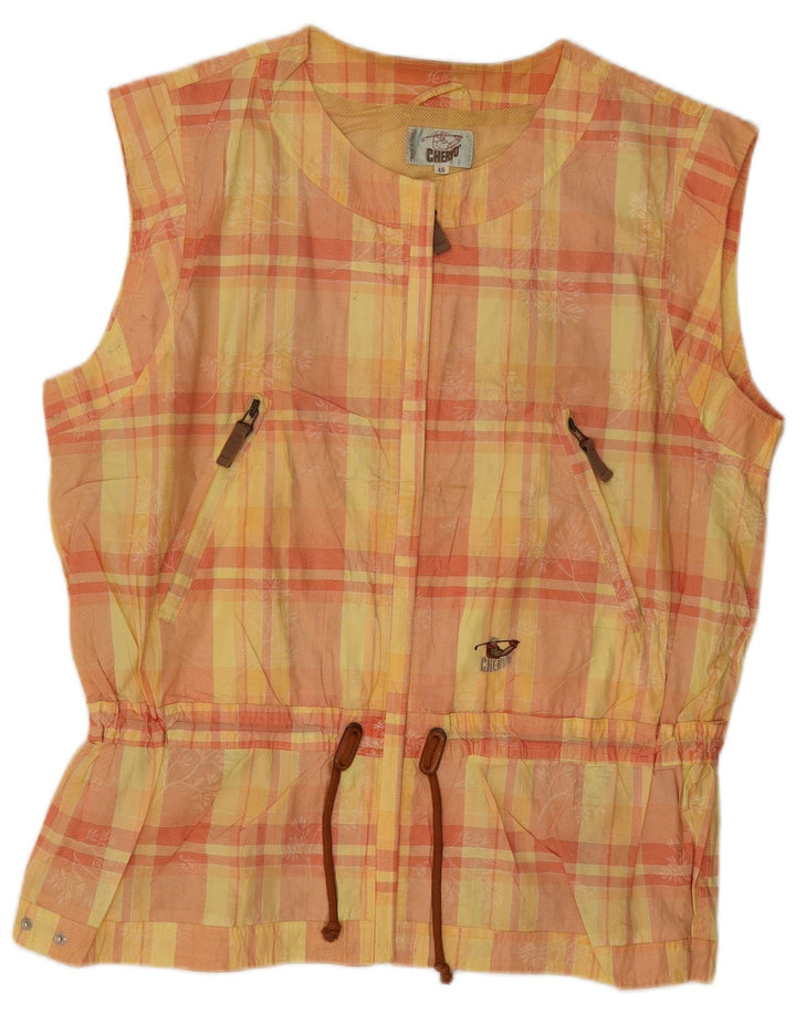Gilet oversize pentru femei Vintage IT 46 din bumbac cu carouri galbene mari