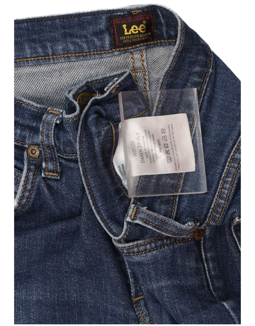 Blugi subțiri LEE Daren Zip Fly pentru bărbați W33 L32 bumbac bleumarin