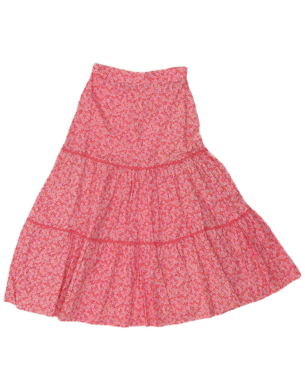 Fusta evazată pentru femei VINTAGE EU 36 Small W30 Bumbac floral roz