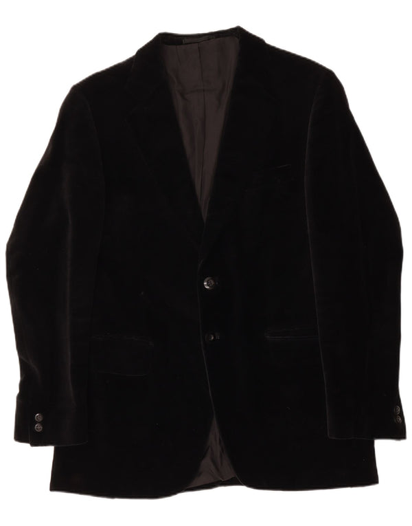 Jachetă vintage pentru bărbați din catifea cu 2 nasturi, UK 40, bumbac negru mare