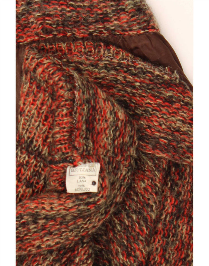 Fustă A-Line tricotată Vintage pentru femei W27 Lână mică multicoloră cu pete