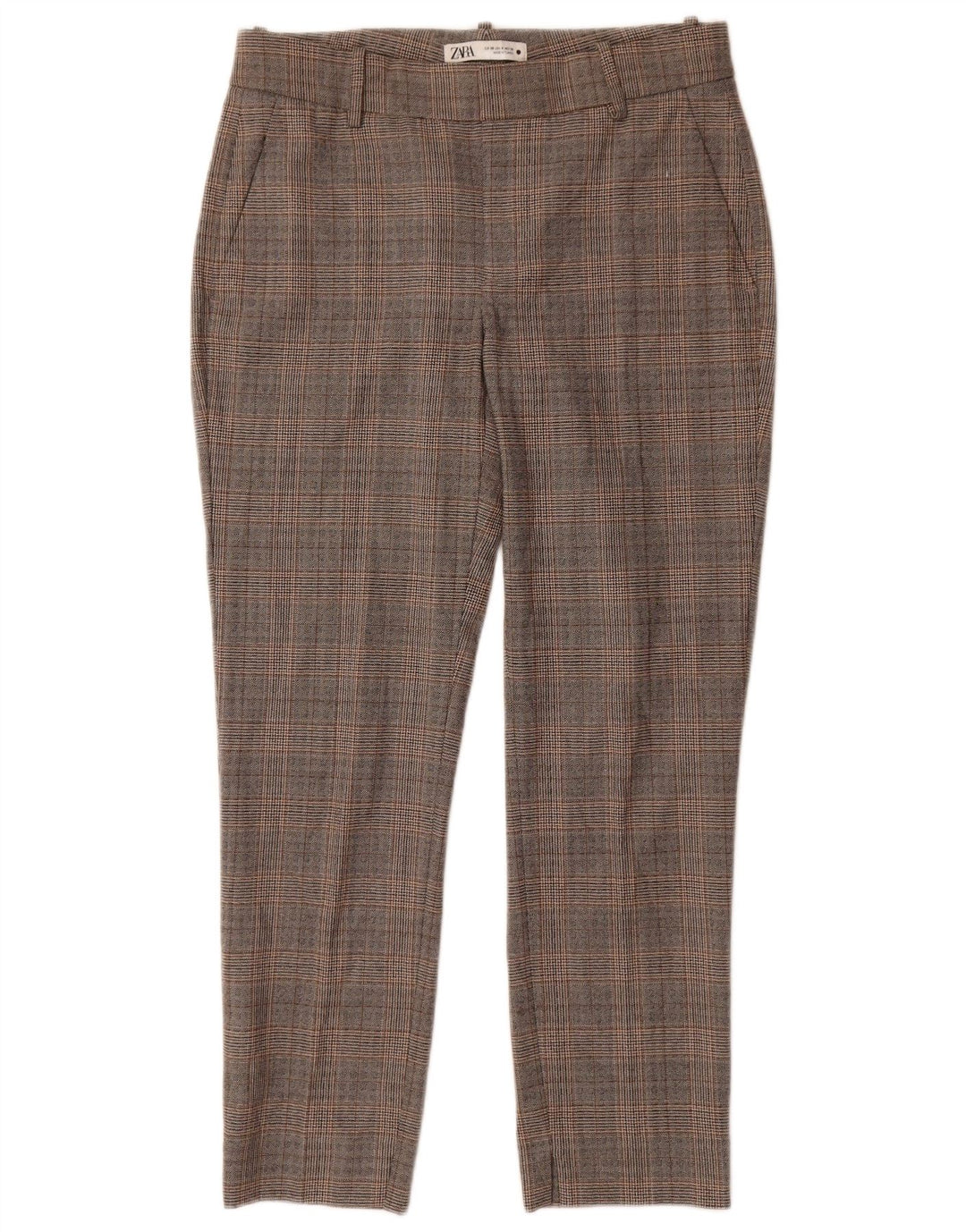 Pantaloni chino slim pentru femei Zara EU 38 Mici L28 L27 Poliester cu carouri gri
