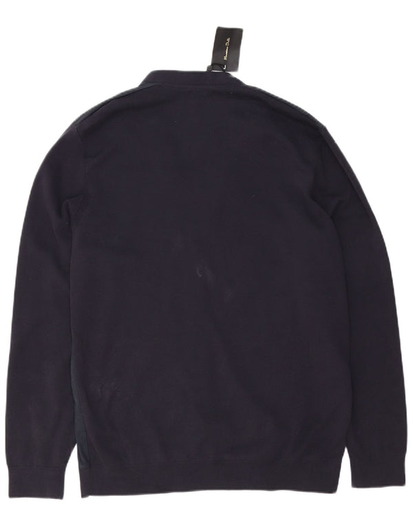 Pulover cardigan Massimo Dutti pentru bărbați, cu croială obișnuită, mare poliamidă bleumarin