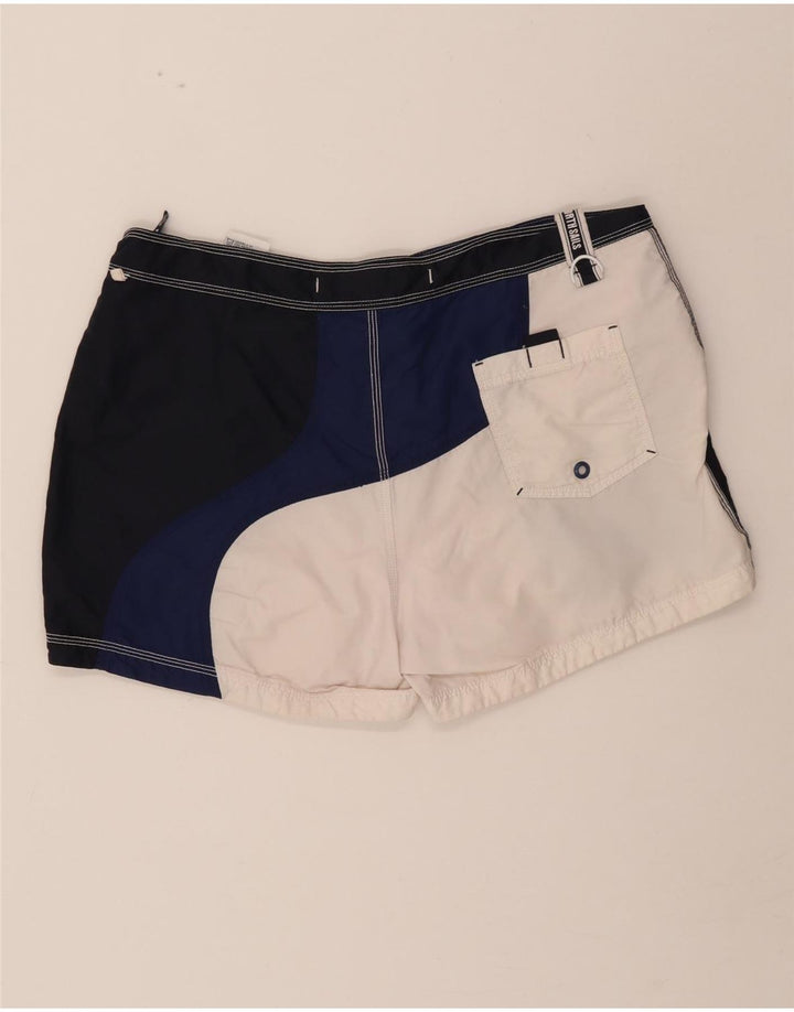 NORTH SAILS Mens Graphic Swimming Shorts Large Navy Blue Colourblock Vintage North Sails and Second-Hand North Sails from Messina Hembry 