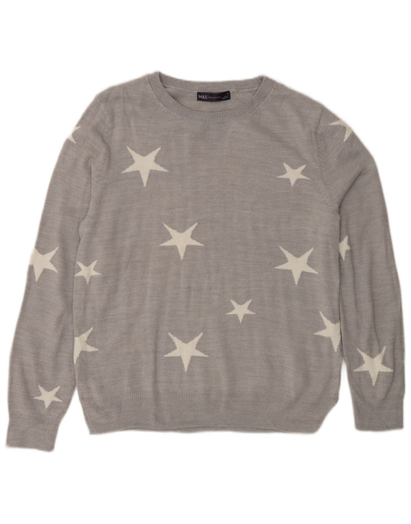 Pulover pentru femei Marks & Spencer cu decolteu rotund cu grafică, UK 12, gri mediu